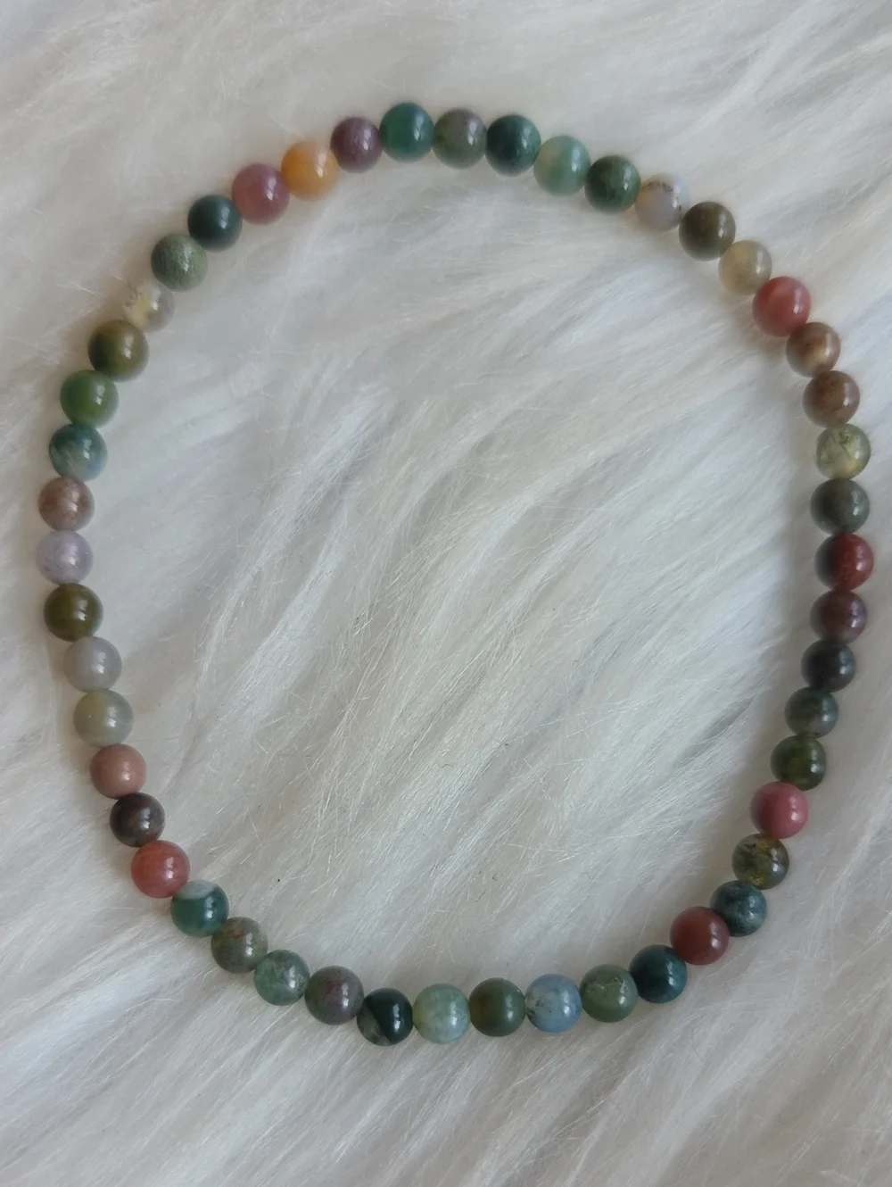 Indian Moss Agate Beaded Stretch Bracelet - Picture 1 of 6